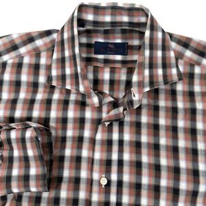 Etro Italy Button Up Shirt Mens 41 Plaid Cotton Long Sleeve Multi Color